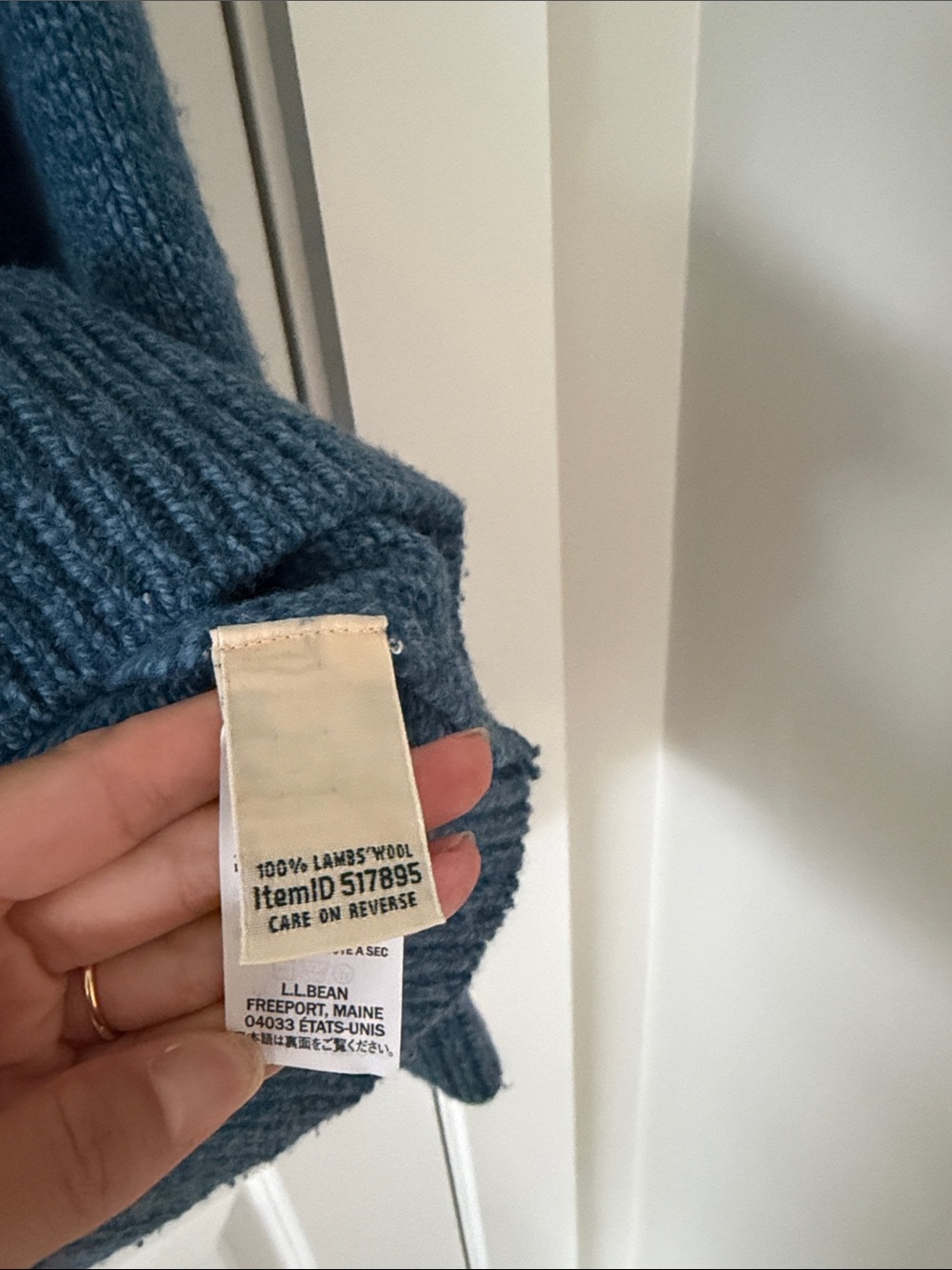 L.L.Bean Classic Ragg Wool Crewneck Sweater- Vintage Indigo - Picture 3 of 4